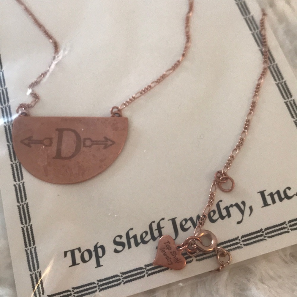 “D” brass initial necklace